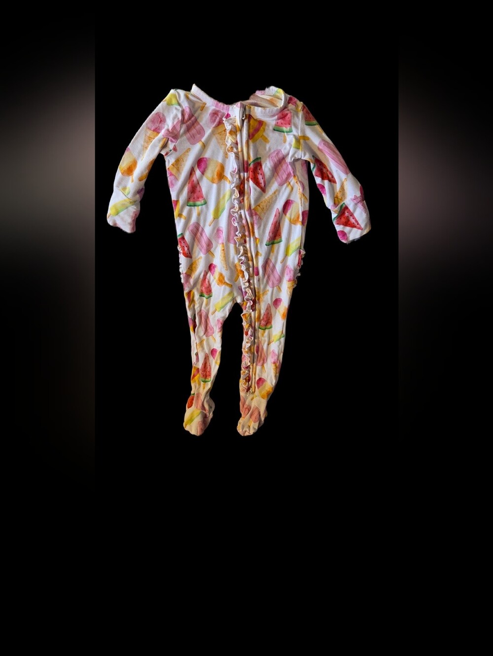 Baby 6-12mo White Popsicle & Watermelon Print One-Piece Pajamas